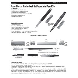 Penn State Industries PKRAWFST RAW Fountain Pen Kit Woodturning Project in Stainless Steel 303 (No Clip)