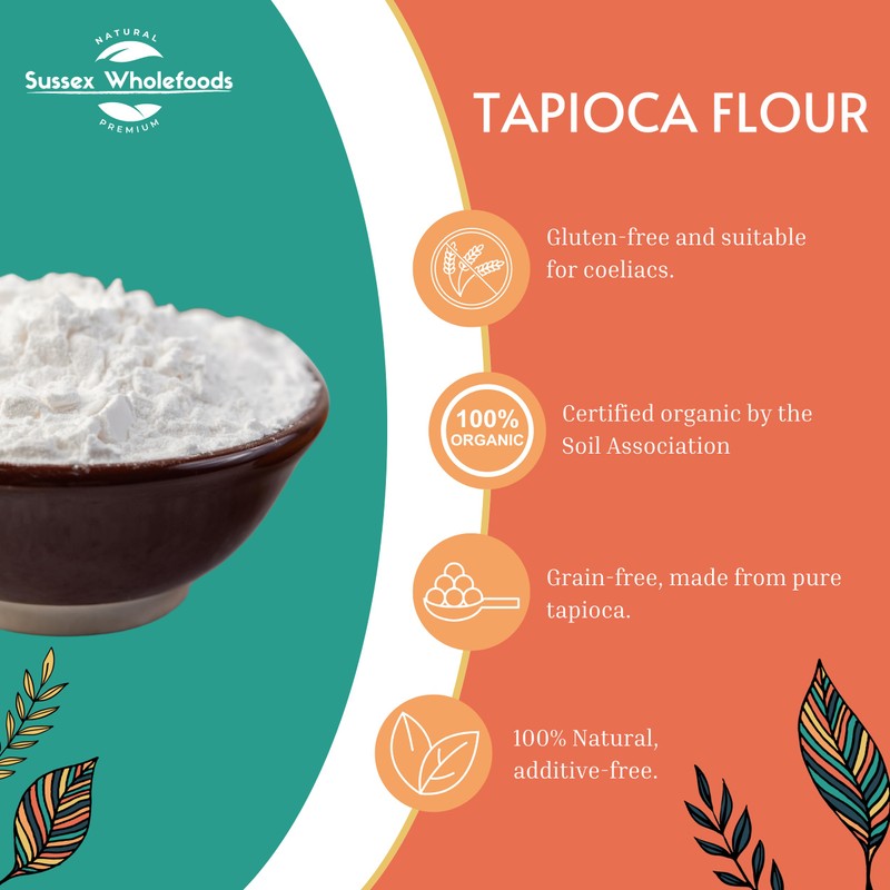Sussex Wholefoods Organic Tapioca Flour 500g - Gluten-Free, Premium Quality