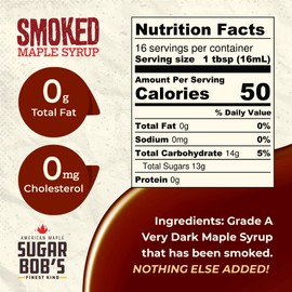 Sugar Bob’s Finest Kind - Smoked Maple Syrup, Real Maple Syrup Infused with Wood Smoke, Made in Vermont, For the Bar, Kitchen, and Grill, 8.45 fl oz