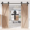 WINSOON 9FT Wood Double Sliding Barn Door Hardware Basic Black
