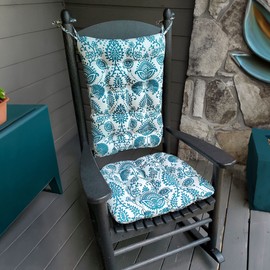 Sylvan Teal Porch Rocker Cushion Set- Extra-Large - Indoor/Outdoor: Fade Resistant, Weatherproof - Latex Foam Filled Rocking Chair Seat Cushion & Backrest Pad Set - Made in USA (Turquoise/XL)