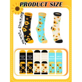 Cuffbow 3 Pairs School Bus Driver Appreciation Gifts Sunflower Socks Unisex Novelty Socks for Women Men Mom(Sunflower)