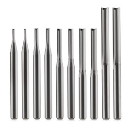 HOZLY 1/8 Inch Straight Router Bits Set (CED 1.0mm 1.5mm 2.0mm 2.5mm 3.175mm) Milling Cutter 2 Flutes Double Edged CNC Cutting Tungsten Steel for Wood MDF Acrylic Milling