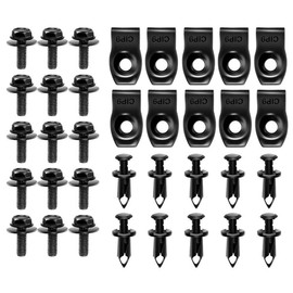 ANCLLO 35Pcs Car Engine Cover Bolts, Hood Bolt Retaining Nut Undertray Clip Plastic Clip Retainer for Chassis Engine Guard Panel Bumper Fastener