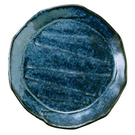 Tableware kt-053-01 Japanese Tableware, Medium Plate, Line, 6.3 inches (16 cm), Indigo Snow