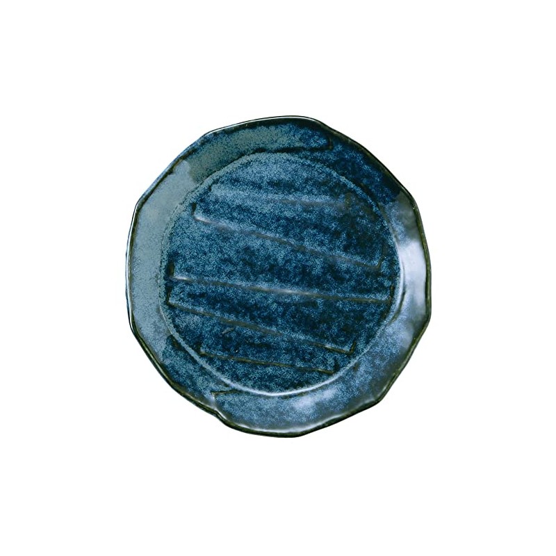 Tableware kt-053-01 Japanese Tableware, Medium Plate, Line, 6.3 inches (16