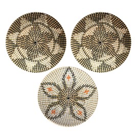 RUSHNKUR 3 Piece Decorative Hanging Wall Basket Set | Hanging Woven Baskets For Wall Decor | Boho Wall Decor For Living Rooms