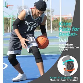 HiRui Knee Pads for Kids Youth Adult, Basketball Baseball Knee Brace Knee Support, Collision Avoidance Kneepad Compression Knee Sleeve for Volleyball Football Cycling Running-1Pair (Black, M)