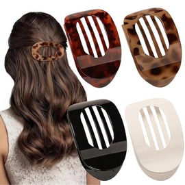 SinceReal 4 PCS Flat Hair Claw Clips for Women, Curved Design, Flat Claw Clips for Thick Thin Hair