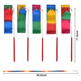 iFunLong 12PCS Rainbow Party Favors Dance Ribbons for Kids Circus Carnival Rhythmic Gymnastics Birthday Party Decoration Supplies, Ribbon Baton Twirling Sticks Silks Streamers Wands