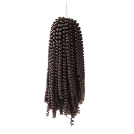 Spring Twist Crochet Braids -60 Strands/Pack- Curly Marley Twist Hairpiece Ombre Synthetic Braiding Hair Extension 8Inch #Dark Brown