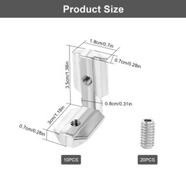 T-Nut Inner Angle Pack of 10 Inner Angle Connector 4040 Groove 8 M6 T-Nut Inner Angle 90° L-Shape Inner Corner Connector Corner Connector with Screws External Angle