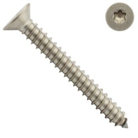 Self-tapping screws with countersunk head, 4.8 x 32 mm, pack of 50, form C (with tip), (hexalobular drive TX), DIN 7982 (ISO 14586), stainless steel A2 V2A, SC7982
