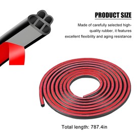 Car Door Seal Strip, 65.6FT Double Layer 5-Hole Rubber Noise Insulation Vehicle Weather Stripping, Self-Adhesive Soundproof Auto Door Window Seal Strip, Universal for RV Truck Sedan
