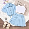 HIHA Little Girls 3 Piece Skirt Outfit Kids Short Sleeve