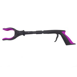 Grabber Tool 19" Aluminum Magnetic Claw with LED Light, Lightweight Foldable Reacher Grabber Pickup Tool, Gripper Grabbers for Elderly Grab it Reaching Tool Trash Picker Grabber, Pink, by Luxet
