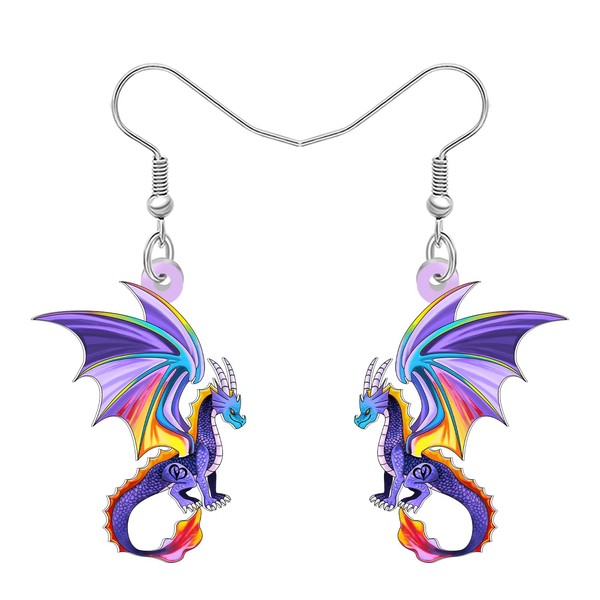 DUOWEI Acrylic Fantasy Dragon Dangle Earrings Cute Dinosaur Dino Creative