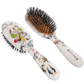 Rock & Ruddle Natural Mixed Boar Bristle Hair Brush for Women and Kids (Small/Travel Size, 17.5cm) - Perfect for Wet or Dry Hair, Detangling Smoothing Blowdrying - Made in UK - Wild Design