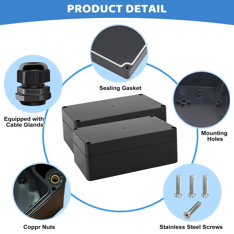 Pack of 2 Surface-Mounted Junction Box IP65 Waterproof 158 x