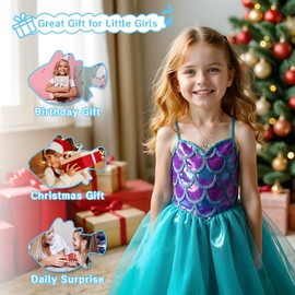 18K Gold Plated Mermaid Necklace - AAA+ Cubic Zirconia Little Mermaid Jewelry for Girls Trendy Kids Mermaid Herat Pendant With Name Birthday Gifts for Girls