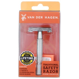 Van Der Hagen® Men’s Traditional Safety Razor Kit (includes 5 blades) for a close shave in Chrome
