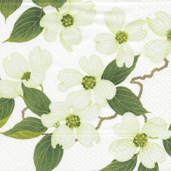 Entertaining with Caspari White Blossom Paper Luncheon Napkins, Pack of 20
