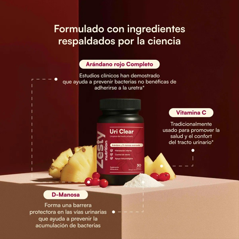 Zesty Nutrition Salud Urinaria D-manosa Arndano Rojo Sin Sabor