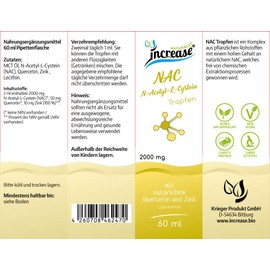 Liposomal NAC N-Acetyl-L-Cysteine Drops High Dose - 60,000 mg per Pack) 2000 mg NAC N-Acetyl-L-Cysteine per Daily Dose with Quercetin and Zinc - MCT Oil - High Bioavailability
