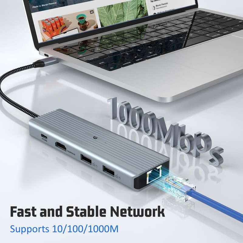 USB C Adapter, USB C Docking Station with HDMI 4K,