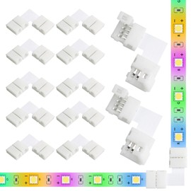 10Pack L-Shaped 4-Pin 10mm LED Strip Lights Connectors - Solderless, Extendable Terminal Adapters for SMD 5050 & 3528 RGB LED Strip Lights - Ideal for Various DIY Lighting Projects