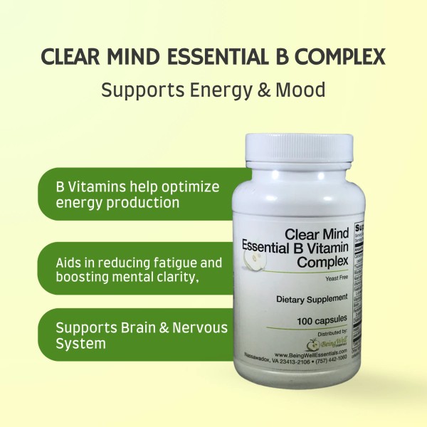 Being Well Essentials Clear Mind Vitamin B Complex Supplement –
