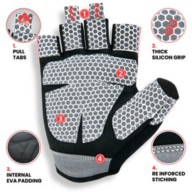 Repton Fitness Gears Gym Gloves with Wrist Strap, Weight Lifting Gloves Breathable Mesh Back & Antislip Padding on Palms (Pink, M)