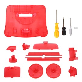 Game Console Replacement Case Retro ABS Sturdy Professional Replacement Shell for N64 Transparent Red