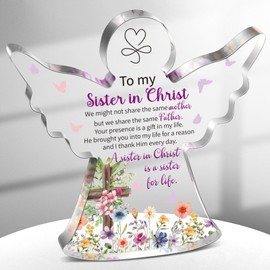 Gerrii Christian Gifts for Women Inspirational Religious Gifts for Her Bible Verse Desk Decor Spiritual Acrylic Plaque Decorative Sign for Birthday Christmas Mom Sister Friend (Sister in Christian)