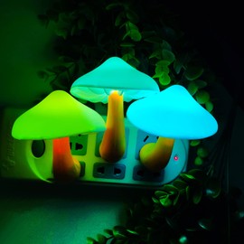 AUSAYE 2 Pack LED Cute Mushroom Night Light Plug into Wall Lamp 7-Color Changing Sensor Night Lights for Kids Adults Bedroom,Bathroom,Kitchen and Stairs NightLight Birthday Christmas Gifts
