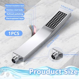 SoundZero SoundZero Hand Shower High Pressure Shower Head, Stainless Steel Low Pressure Shower Head with High Pressure, High Pressure View Shower, Modern Shower Head Made of Stainless Steel G1/2 Shower Braus