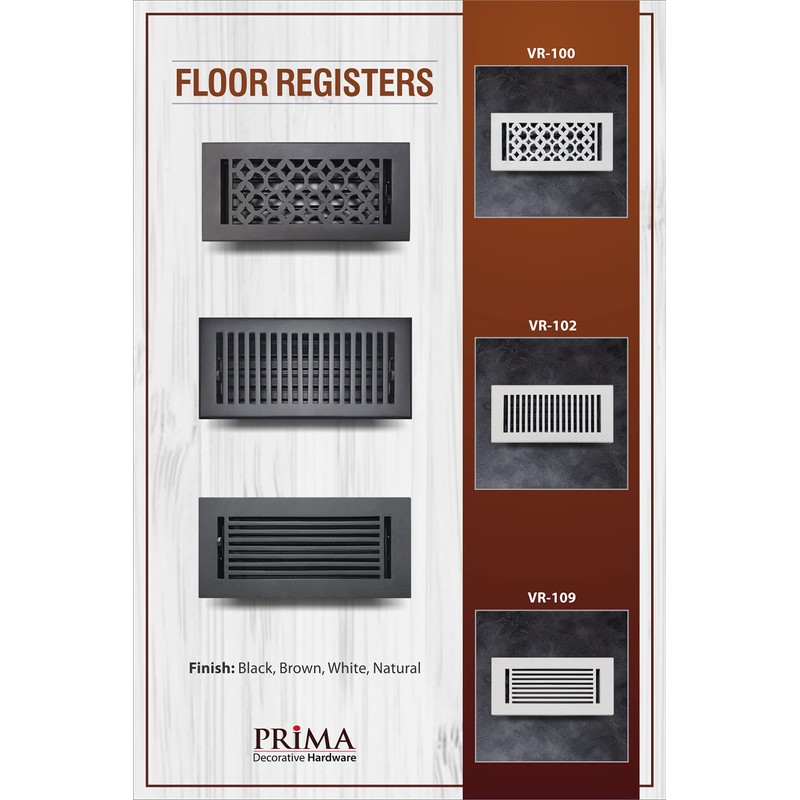 Prima Decorative - Cast Aluminum Floor Register 4" X 10"