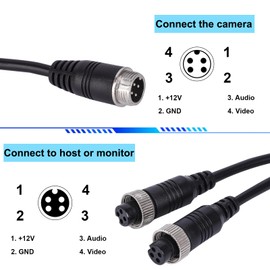 BMMOREN M12 4Pin Aviation Car Video Extension Cable, 40CM Y Splitter Aviation Car Camera Converter Wire for Rearview Camera Truck Vehicle Backup Monitor (1 Male to 2 Female)