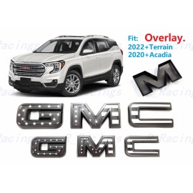 Auto Front & Rear GMC Black USA Flag OVERLAY Emblem Badge Fit GMC Acadia Terrain