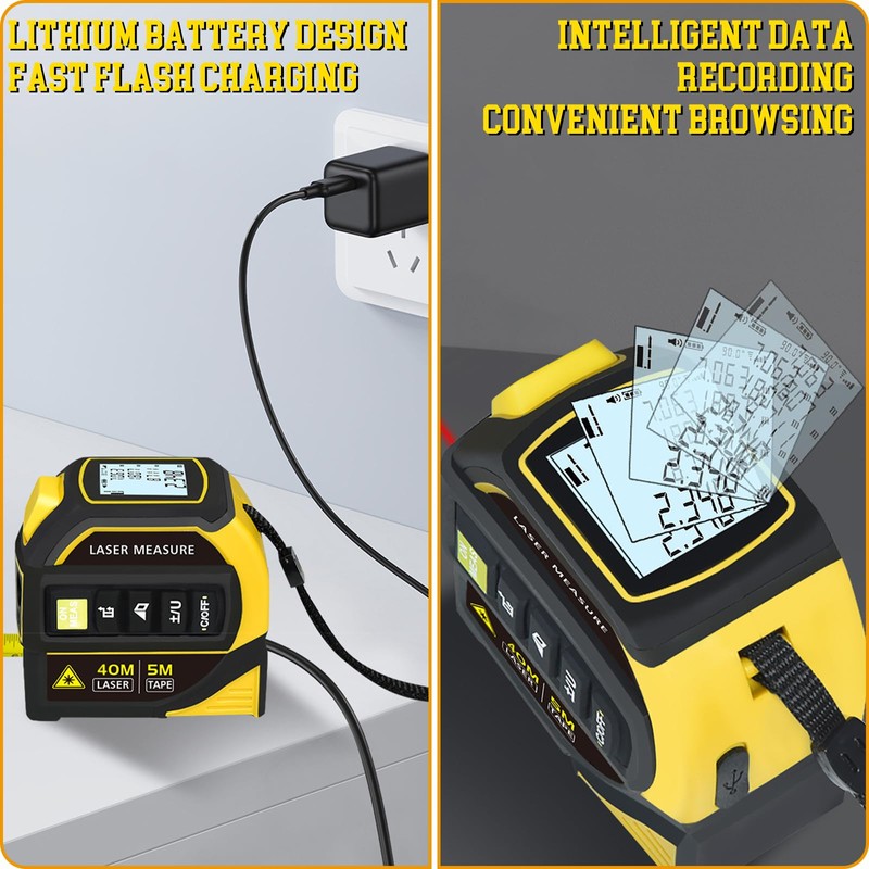 4 in 1 Digital Laser Tape Measure,16FT/5m AutoLock Tape Measure,131FT/40m