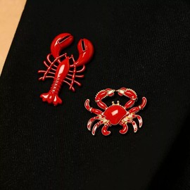 Red Crab/Lobster Enamel Pin - Marine Animal Lapel Pin, Cute Nautical Brooch for Backpacks, Hats, Jackets, Funny Badge Jewelry Gift for Seafood Lovers (Crab)