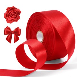DUOTAN Red Satin Ribbon 1-1/2 Inch Wide×50 Yards, Solid Polyester Fabric Ribbon Roll, Perfect for Gift Wrapping, Bow Making, Floral Bouquets, Crafts, Wedding Party Home Decoration