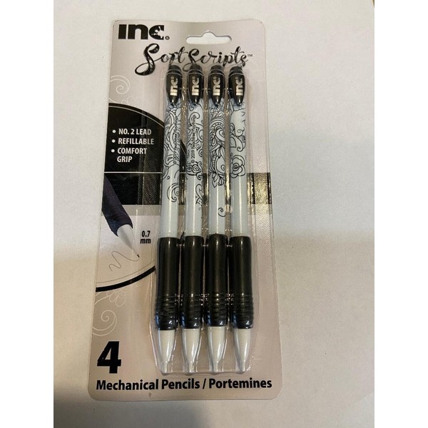 INC Soft Scripts 1 pack of 4 Mechanical Pencils #2