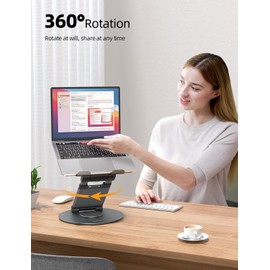 Nulaxy Telescopic 360 Rotating Laptop Stand for Desk Adjustable Height Swivel Pull Out Design Ergonomic Laptop Riser Standing Desk Converter Fits All 10-17" Laptops Computer MacBook, Gray