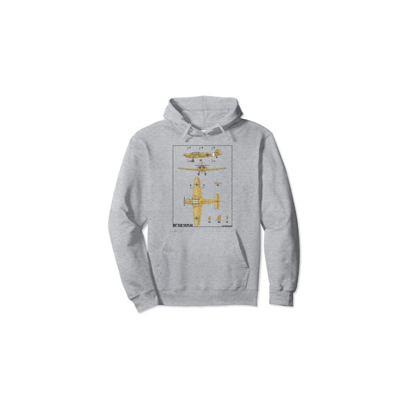 Messerschmitt Bf 108 Taifun WW2 German Plane Diagram Pullover Hoodie