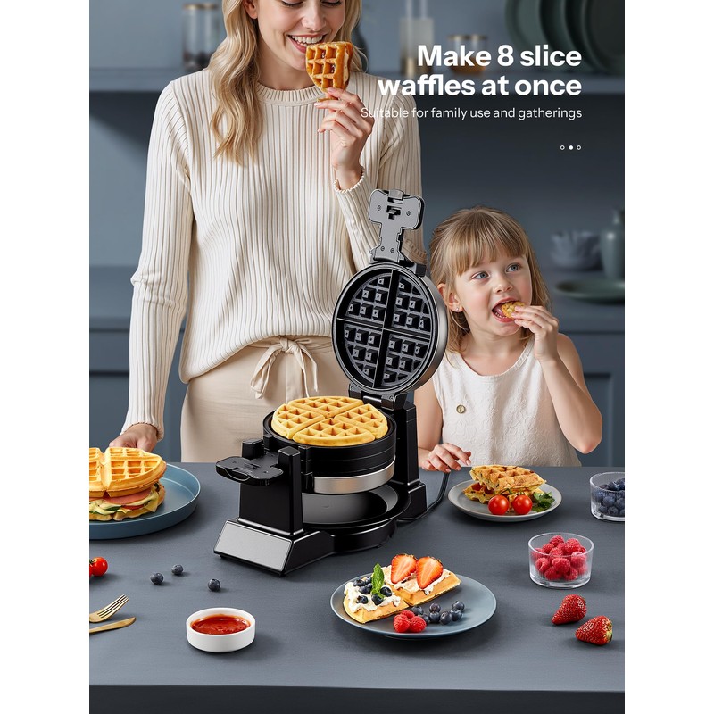 Yabano Belgian Waffle Maker - Professional Rotating Waffle Iron with