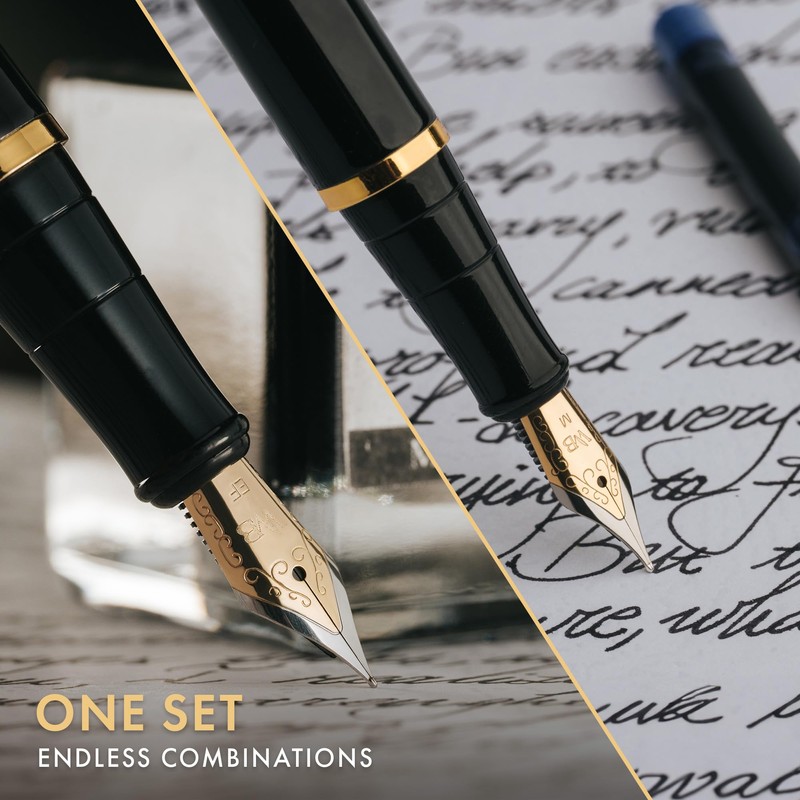 Wordsworth & Black Fountain Pen Set,18K Gilded Medium and Extra