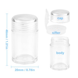 Eyeshow 6 Pack Clear Plastic Loose Powder Jar - 10 ml Empty Face Powder Case with Sifter and Sample Pots