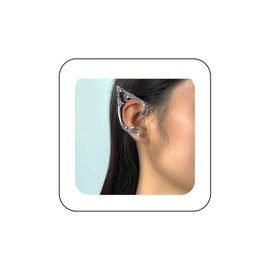 Inilbran Gothic Fair Elf Cuff Earrings, Silver Elf Ear Clip Earrings, Silver Elf Earrings, Vintage Cartilage Ear Wrap Earrings for Women and Teenage Girls (Left), Alloy Steel