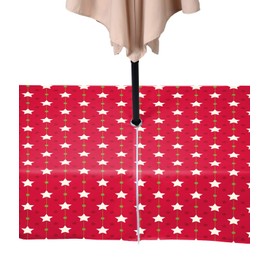 Fabric Textile Products Christmas Stars Red Tablecloth Milliken Waterproof with Zipper & Umbrella Hole 60"x84"